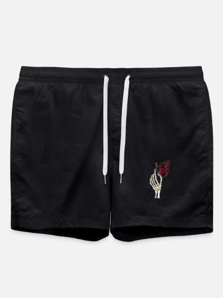 Skeleton Hand Butterfly - Swim Trunks - black