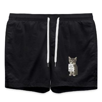 Ich muss nicht immer im Mittelpunkt stehen KATZE - Badeshorts - Schwarz - Vorne - AI Model Male 185 light (185cm)