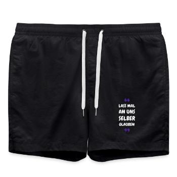 Lass mal an uns selber glauben - Badeshorts - Schwarz - Vorne - AI Model Male 185 light (185cm)