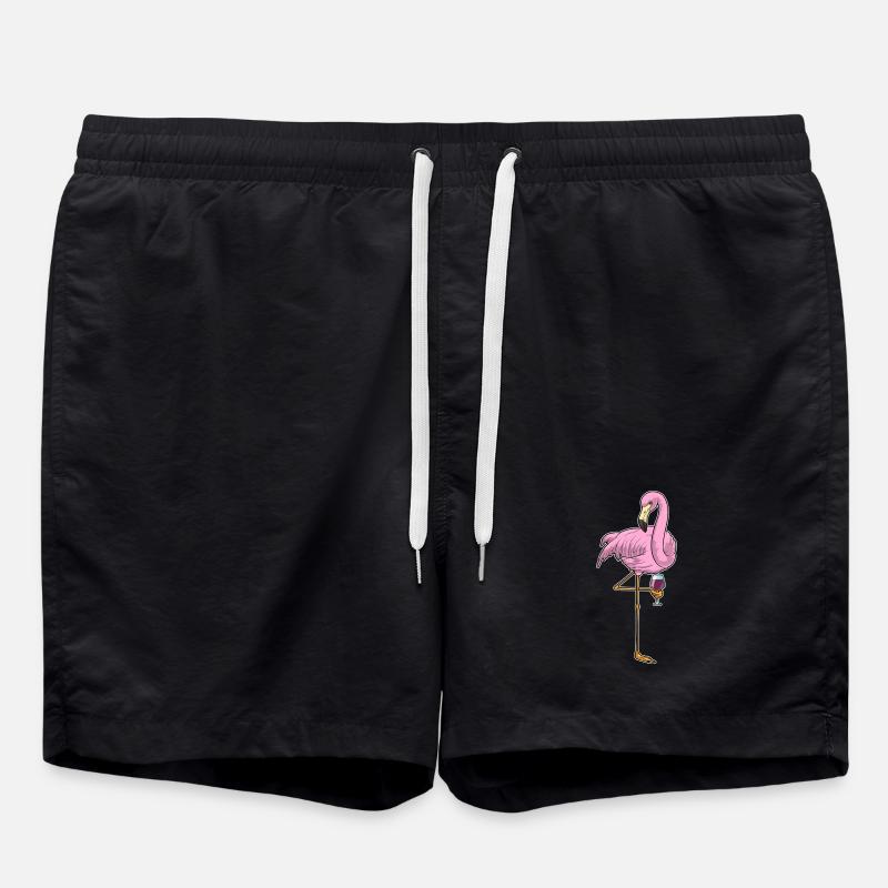 Flamingo Red Wine - Swim Trunks - black