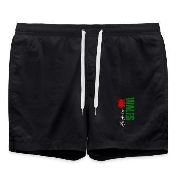 Fabriqué au Pays de Galles, design vertical - Short de bain - noir - Devant - AI Model Male 185 light (185cm)