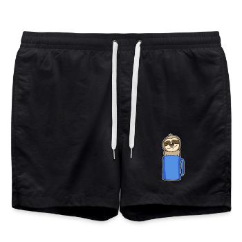 Sloth in a coffee cup - Swim Trunks - black - Front - AI Model Male 185 light (185cm)