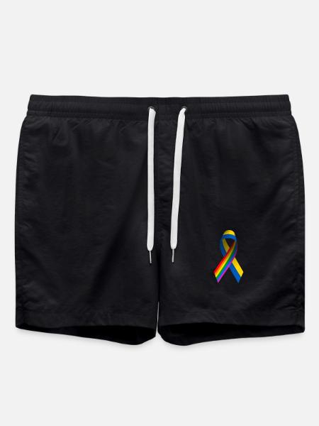 Ukrainian bow with rainbow flag - Swim Trunks - black