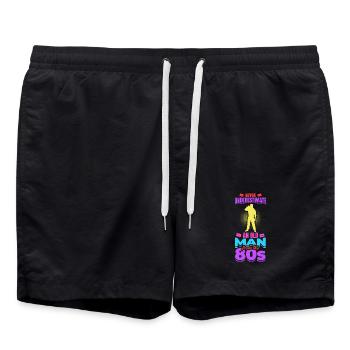 80er Großvater - Badeshorts - Schwarz - Vorne - AI Model Male 185 light (185cm)