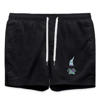 Gnome Dwarf Heart Scandinavian Christmas - Swim Trunks - black - Front - AI Model Male 185 light (185cm)
