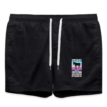 Reiten Pferdeliebhaber Reiterhof Pferde - Badeshorts - Schwarz - Vorne - AI Model Male 185 light (185cm)