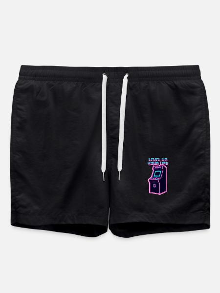 Level Up Your Life Neon Arcade - Swim Trunks - black
