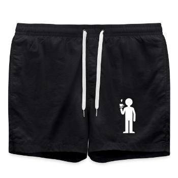 Kaffee Trinken - Badeshorts - Schwarz - Vorne - AI Model Male 185 light (185cm)
