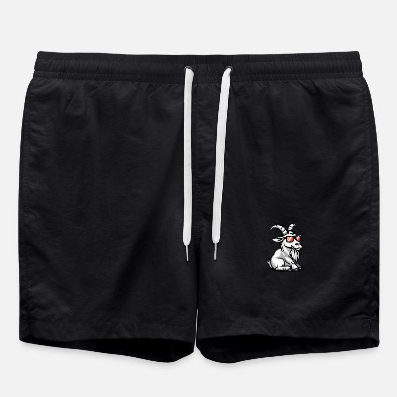 Mountain Goat Cool Animal - Swim Trunks - black