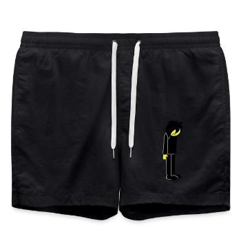 Triste malheureux emo longs cheveux noirs - Short de bain - noir - Devant - AI Model Male 185 light (185cm)