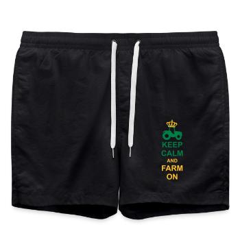 Keep Calm Farm - Swim Trunks - black - Front - AI Model Male 185 light (185cm)