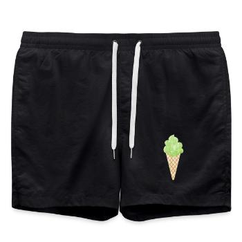 Ice cream cone ice cream cone woodruff green - Swim Trunks - black - Front - AI Model Male 185 light (185cm)