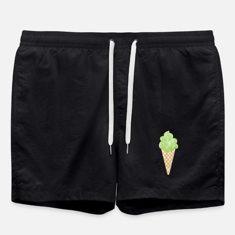 Eis Waffel Eiswaffel Eiscreme Waldmeister grün - Badeshorts - Schwarz