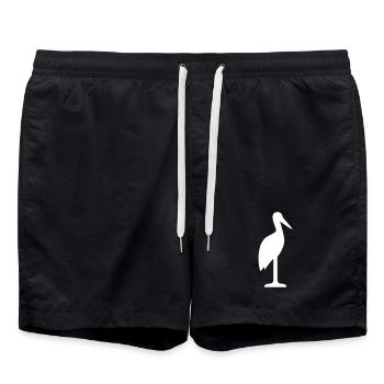 Storch Klapperstorch Adebar Geschenk Baby - Badeshorts - Schwarz - Vorne - AI Model Male 185 light (185cm)