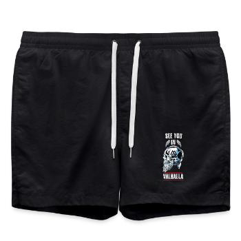 See you in Valhalla Viking Blood Odin Raben - Badeshorts - Schwarz - Vorne - AI Model Male 185 light (185cm)