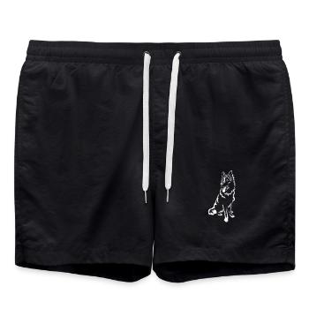 Schweizer Schäferhund "Black Edition" - Badeshorts - Schwarz - Vorne - AI Model Male 185 light (185cm)