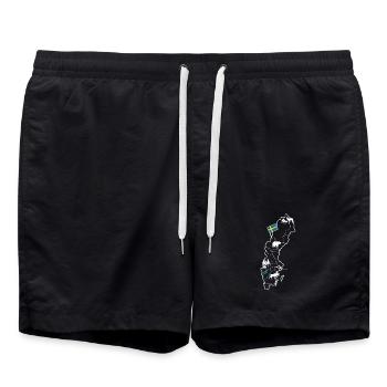Schweden Landkarte mit Elch und Flagge - Badeshorts - Schwarz - Vorne - AI Model Male 185 light (185cm)