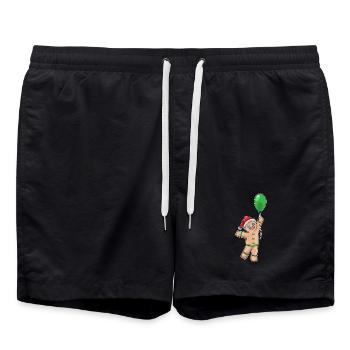 Gingerbread Man Christmas Balloon - Swim Trunks - black - Front - AI Model Male 185 light (185cm)