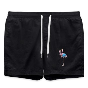 Pizza aux flamants roses - Short de bain - noir - Devant - AI Model Male 185 light (185cm)