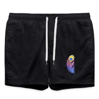 Plume Arc-en-ciel : Style et Créativité sur votre - Short de bain - noir - Devant - AI Model Male 185 light (185cm)