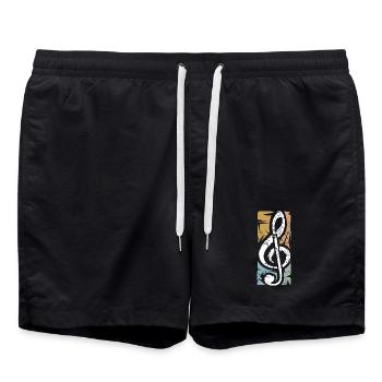 clef vintage – music symbol design - Swim Trunks - black - Front - AI Model Male 185 light (185cm)