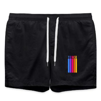 Chor Tenor Stimme Retro Streifen - Badeshorts - Schwarz - Vorne - AI Model Male 185 light (185cm)