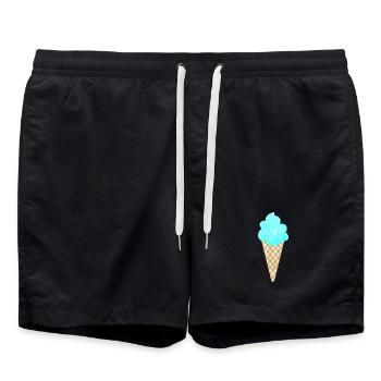 Eis Eiscreme Waffel blau cool Sommer Eisdiele Fan - Badeshorts - Schwarz - Vorne - AI Model Male 185 light (185cm)