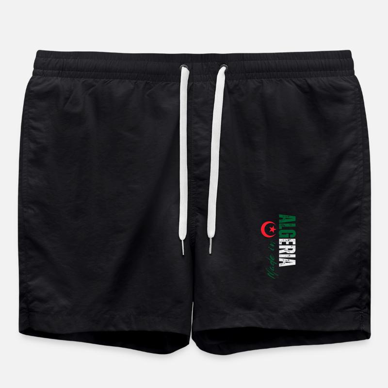 Made in Algeria, vertical design - Swim Trunks - black