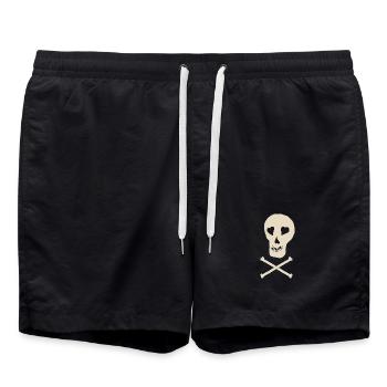 Crâne avec os - Short de bain - noir - Devant - AI Model Male 185 light (185cm)
