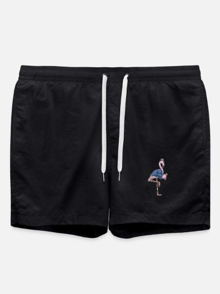 Flamingo Groom Wedding Ring Wedding - Swim Trunks - black