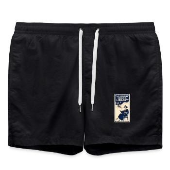Lieblingsduft Bibliothek | Bücherliebe - Badeshorts - Schwarz - Vorne - AI Model Male 185 light (185cm)