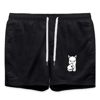 Alpaka zeigt auf dich – Silhouette - Badeshorts - Schwarz - Vorne - AI Model Male 185 light (185cm)