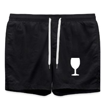 Vin, Vin, Verre de Vin, Vin Rouge - Short de bain - noir - Devant - AI Model Male 185 light (185cm)