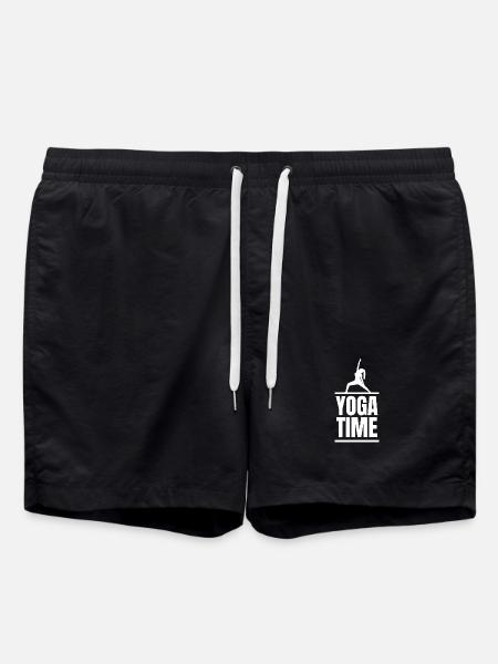 Yoga Time Silhouette Pose Design - Swim Trunks - black