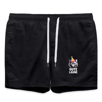 Gute Laune Karneval Fasching Karnevalskostüm Alaaf - Badeshorts - Schwarz - Vorne - AI Model Male 185 light (185cm)