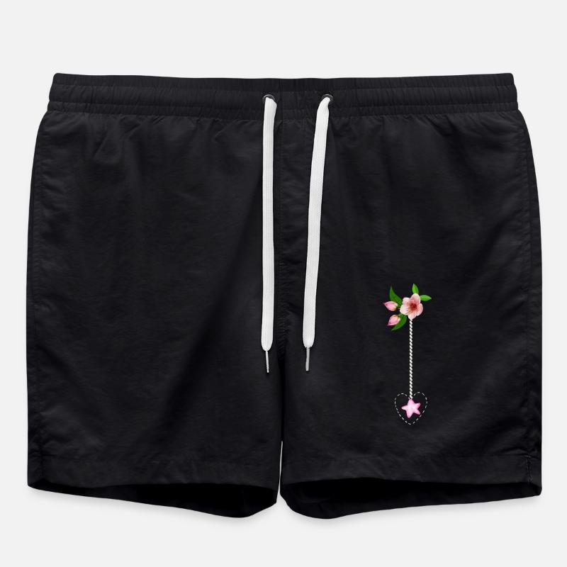 Composition florale - Short de bain - noir