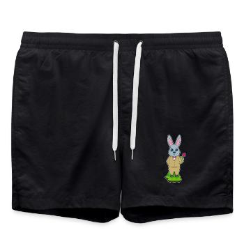 Rabbit Groom Suit Wedding - Swim Trunks - black - Front - AI Model Male 185 light (185cm)