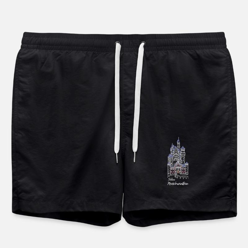 Neuschwanstein Castle, Bavaria, Germany - Swim Trunks - black