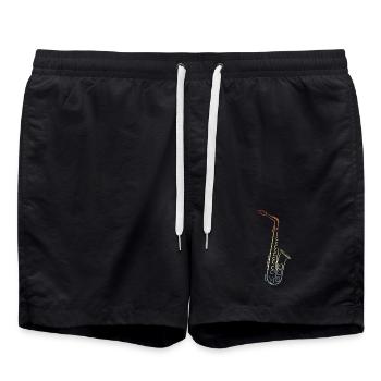 Vintage Saxophon Zeichnung - Badeshorts - Schwarz - Vorne - AI Model Male 185 light (185cm)
