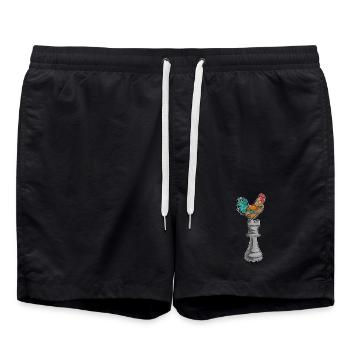 Rooster Chess Piece Tower Chess - Swim Trunks - black - Front - AI Model Male 185 light (185cm)