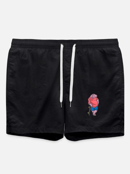 Hippopotamus Skater Skateboard - Swim Trunks - black