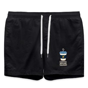 Flugbegleiter Kabinencrew Leben Luftfahrt - Badeshorts - Schwarz - Vorne - AI Model Male 185 light (185cm)