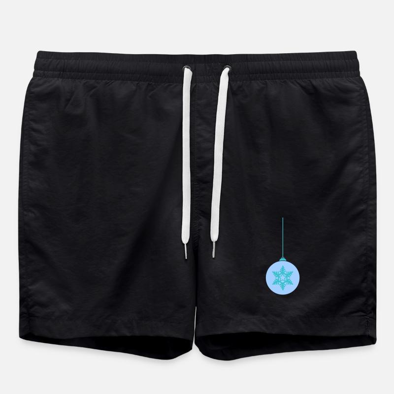 Weihnachtskugel Schneeflocken Blau Ornament - Badeshorts - Schwarz