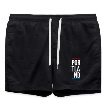 Portland USA City Vertical Wordmark - Swim Trunks - black - Front - AI Model Male 185 light (185cm)