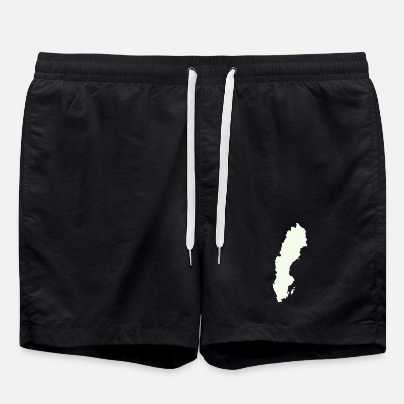 Schweden Silhouette Print - Badeshorts - Schwarz