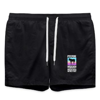 Reiten Pferdeliebhaber Reiterhof Pferde - Badeshorts - Schwarz - Vorne - AI Model Male 185 light (185cm)