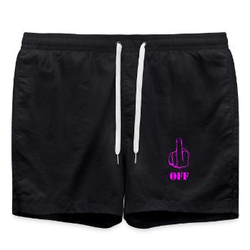 Pink Middlefinger Off. Fuck Off - Badeshorts - Schwarz - Vorne - AI Model Male 185 light (185cm)