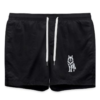 Wolfs Silhouette Kontrastdesign - Badeshorts - Schwarz - Vorne - AI Model Male 185 light (185cm)