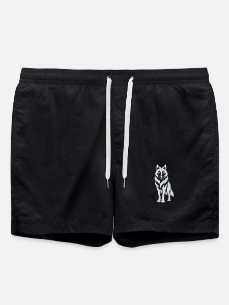 Wolfs Silhouette Kontrastdesign - Badeshorts - Schwarz