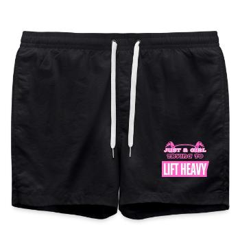 Gym Mädchen süßes rosa Shirt - Badeshorts - Schwarz - Vorne - AI Model Male 185 light (185cm)